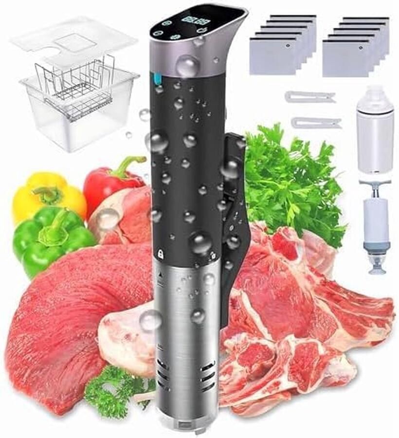 Sous-vide apparaat Vacuüm kooktoestel Gelijkmatig garen 1200W snelle warmte 12 liter tank Roestvrij staal