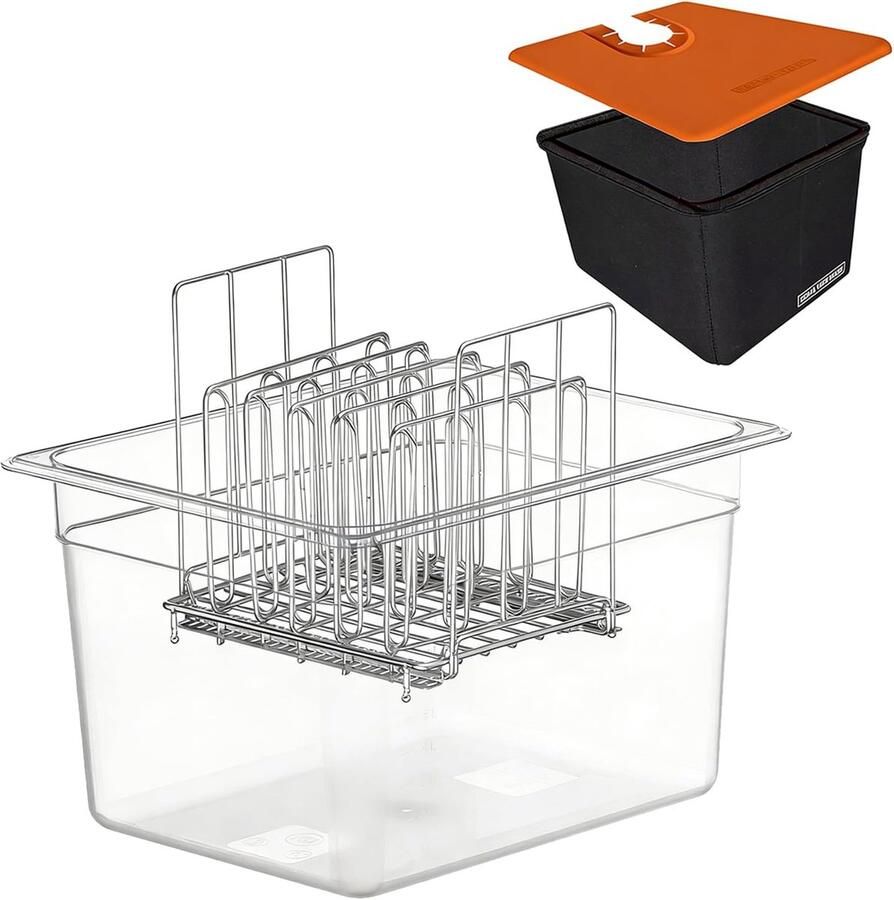 Sous Vide Behälter 12L Sous Vide Container met deksel en rack voor Sous Vide Stick Garer Multifunctionele transparante container geschikt voor vis vlees en groenten (set)
