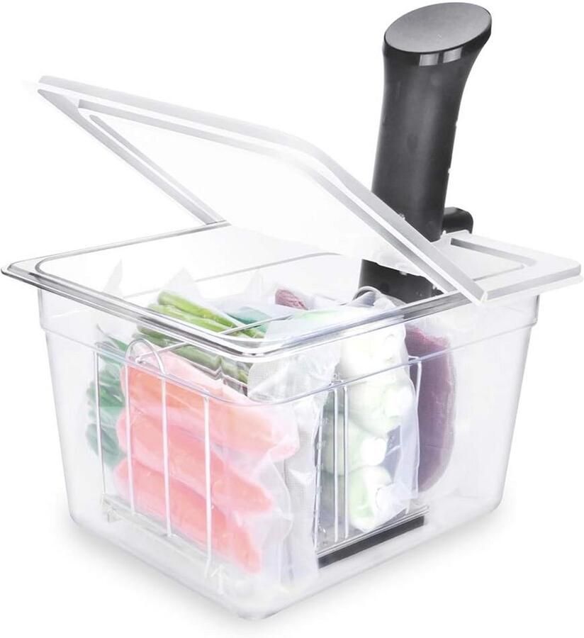 Sous Vide Container 12 Qt met Inklapbaar Deksel en Rek