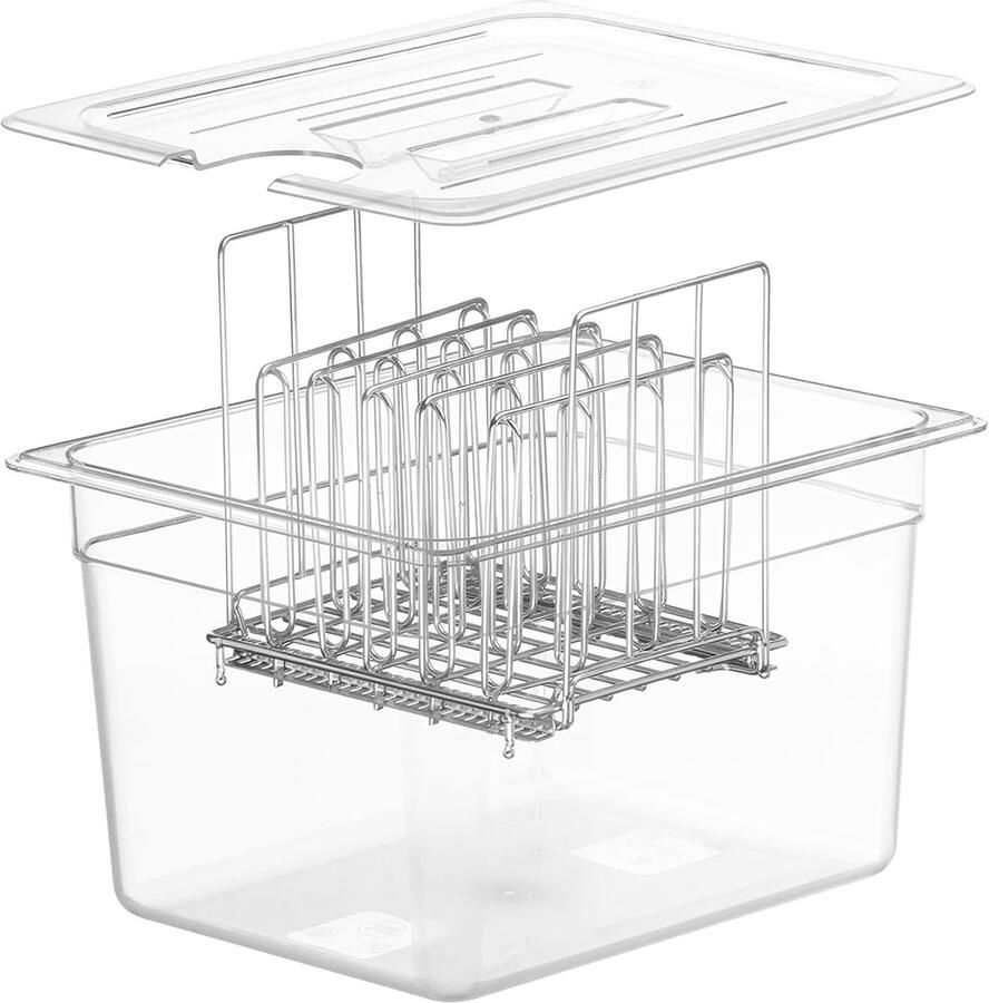 Sous Vide Container 12L Sous Vide Container met Deksel en Stand voor Sous Vide Stick Kookplaat Multifunctionele Doorzichtige Container Geschikt voor Vis Vlees en Groenten