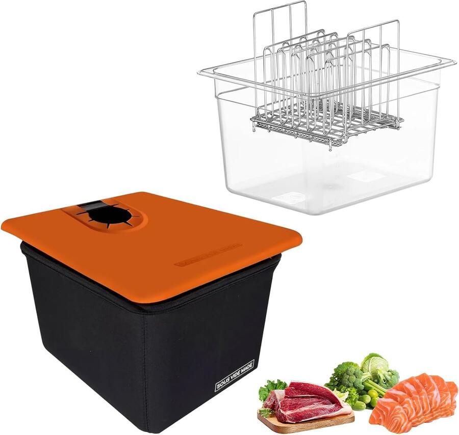 Sous Vide Container 12L Sous Vide Set met Deksel Isolatiehuls en Rek Multifunctionele Helder Kookvat (BPA-vrij) voor Vis Vlees en Groenten