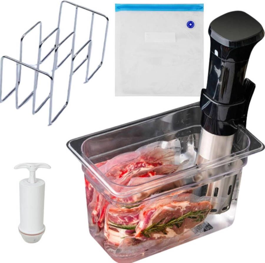 Sous Vide Container 6 Liter Waterbad met Deksel Rek en Vacuümzakken voor Thuis Koken