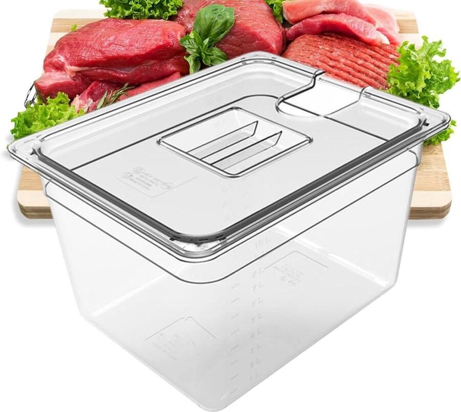 Sous Vide Container Kookbak met Deksel Langzaam Garen Luchtdicht Deksel 11 Liter Transparant