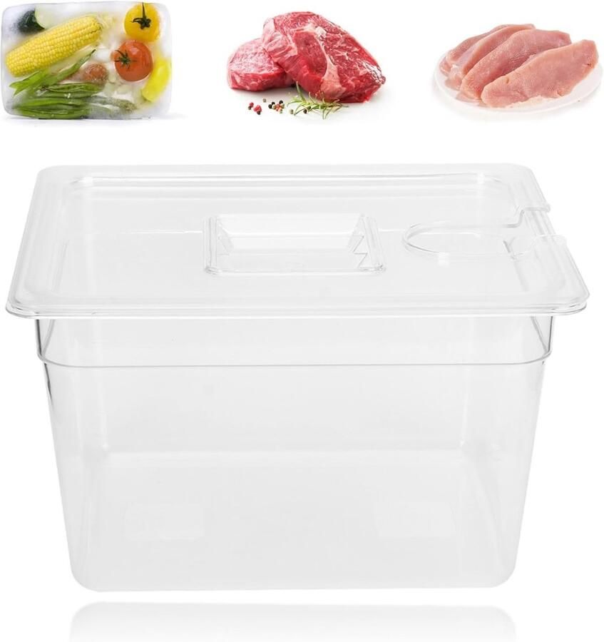 Sous Vide Container Kookbak met Deksel Precisie Koken Opvouwbaar Scharnierend Ontwerp 11 Liter Capaciteit Transparant