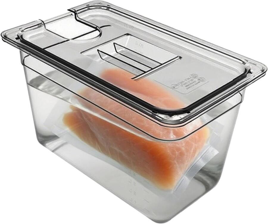 Sous Vide Container Kookbak Voedsel Precisie Koken Luchtdicht Deksel 32.3 x 22 x 19.3 cm Transparant