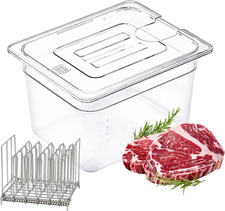 Sous Vide container lage temperatuur-slowcooker met deksel inhoud 11 liter met deksel en dienblad voor het koken van vele merken steaks beefsteaks