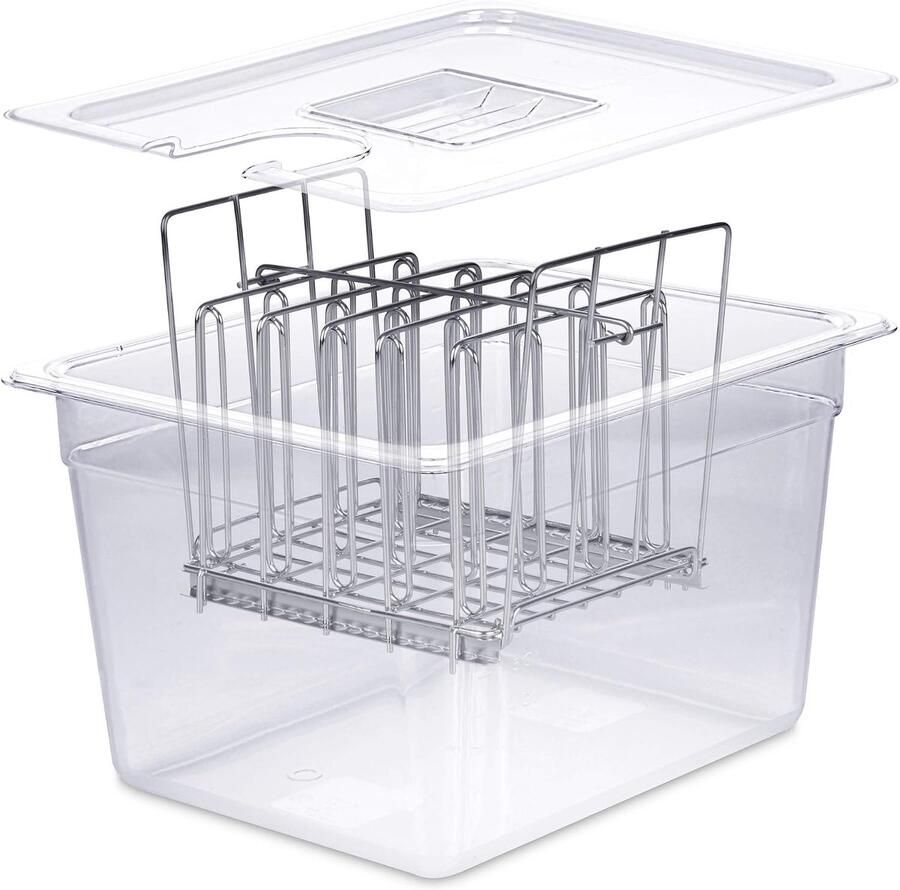 Sous-Vide container met deksel en frame geschikt voor de meeste sous-vide kokers (11 liter)
