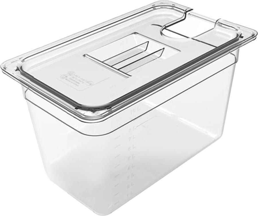Sous Vide Container Vacuüm Kookbak Langdurig Garen Geïntegreerde Waterniveau-indicator 6 Liter 32x17.3x19.5cm Transparant