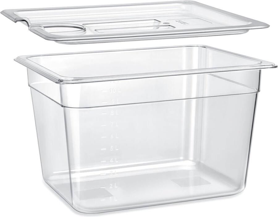 Sous Vide Container Vacuüm Kookbak Precisie Koken BPA-Vrij Deksel 32 x 20.3 cm