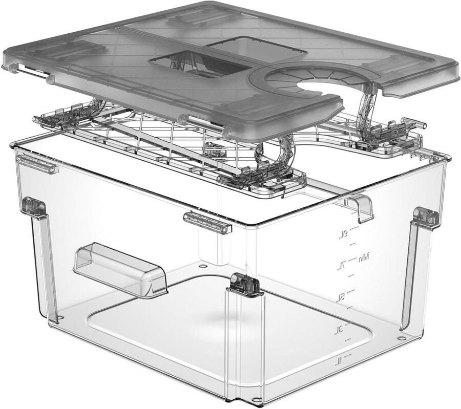 Sous Vide Container Vacuüm Kookbak Precisie Koken Dubbele Deksel Opening 11 Liter Grijs
