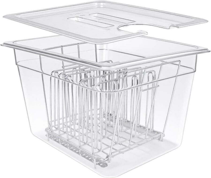 Sous Vide Container Vacuüm Kookbak Precisie Koken Inclusief RVS Rek 12 Quarts Transparant