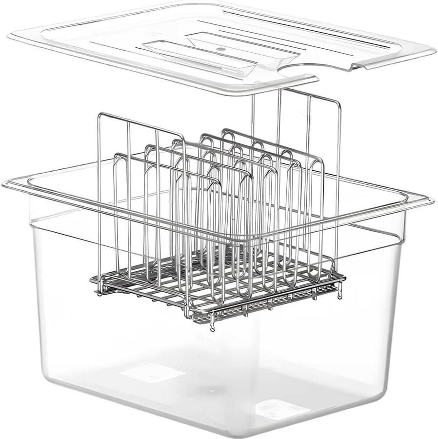 Sous Vide Container Vacuüm Kookpot Koken Thuis Geribbeld Deksel 11 Liter Transparant