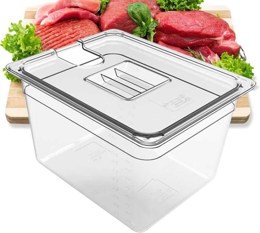 Sous Vide Container Waterbad Bak Koken met Precisie Luchtdicht Deksel 11 Liter Transparant