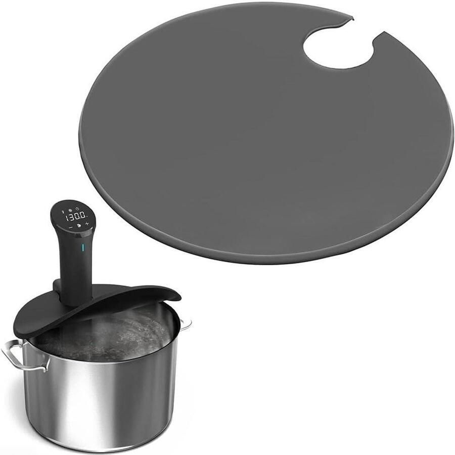Sous-vide deksel Precisie koken Nauwkeurig koken Zachte siliconen afdichting 28 cm diameter Grijs