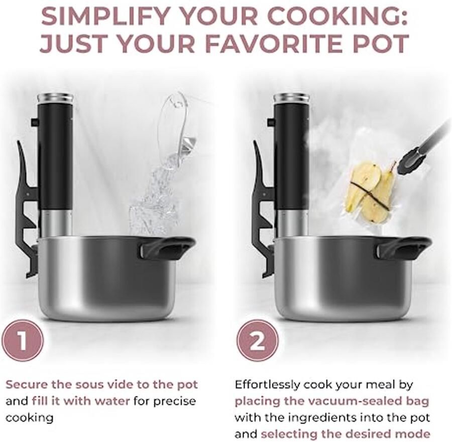 Sous Vide Garer 1200W Waterdichte Vacuümmachine met LED-Touch-display en Automatische Programma's