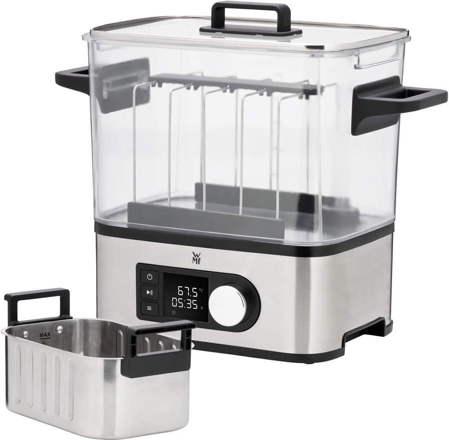 Sous Vide Koker Langzaam Garen Apparaat Precisie Koken 2-in-1 Functie 6 Liter Tank Zilver