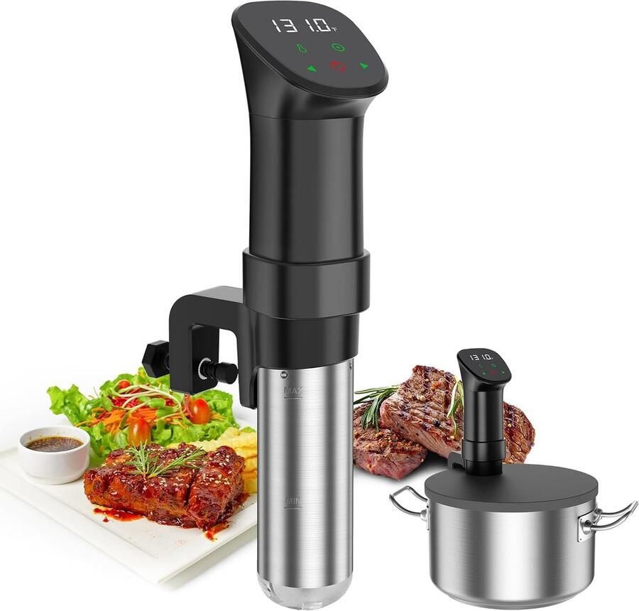 Sous Vide Koker Precisie Koken Maaltijden Bereiden Snelle Verwarmer 1000W 25.2cm Hoog Zwart