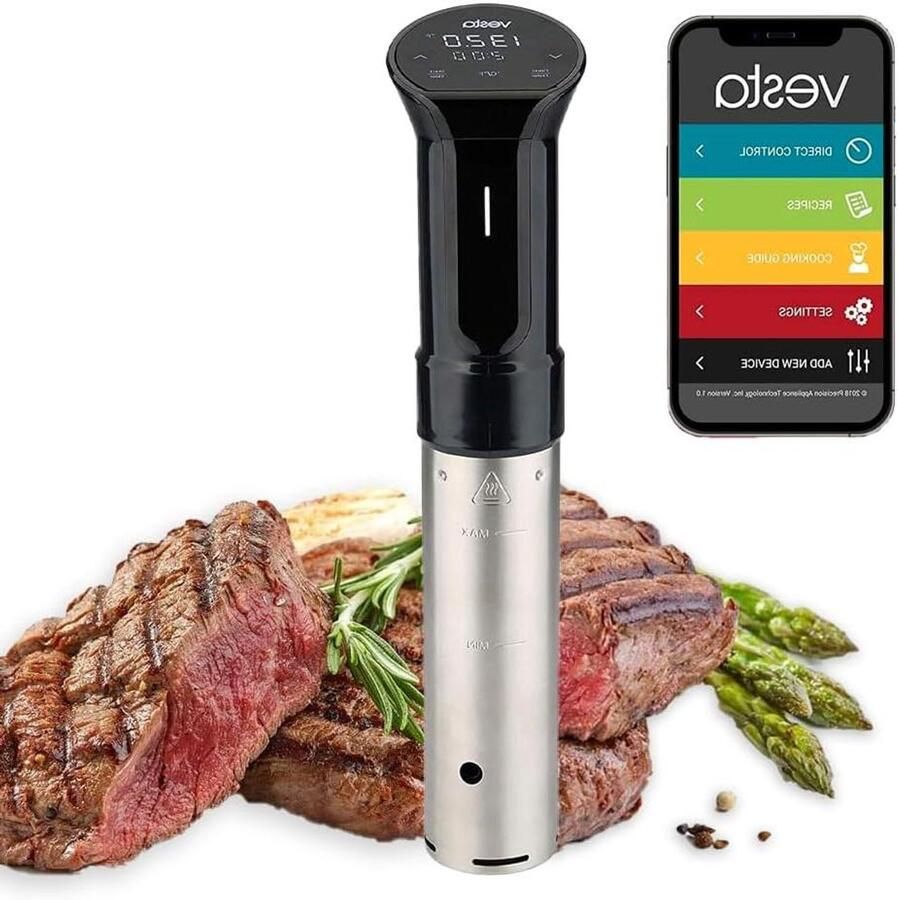 Sous Vide Kookapparaat Dompelaar Circulator Precisie Koken App Bediening 30 Liter Zwart