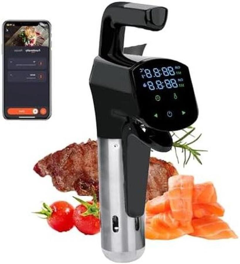 Sous-vide kookapparaat Dompelcirculator Precisie koken App bediening 1100W Zwart