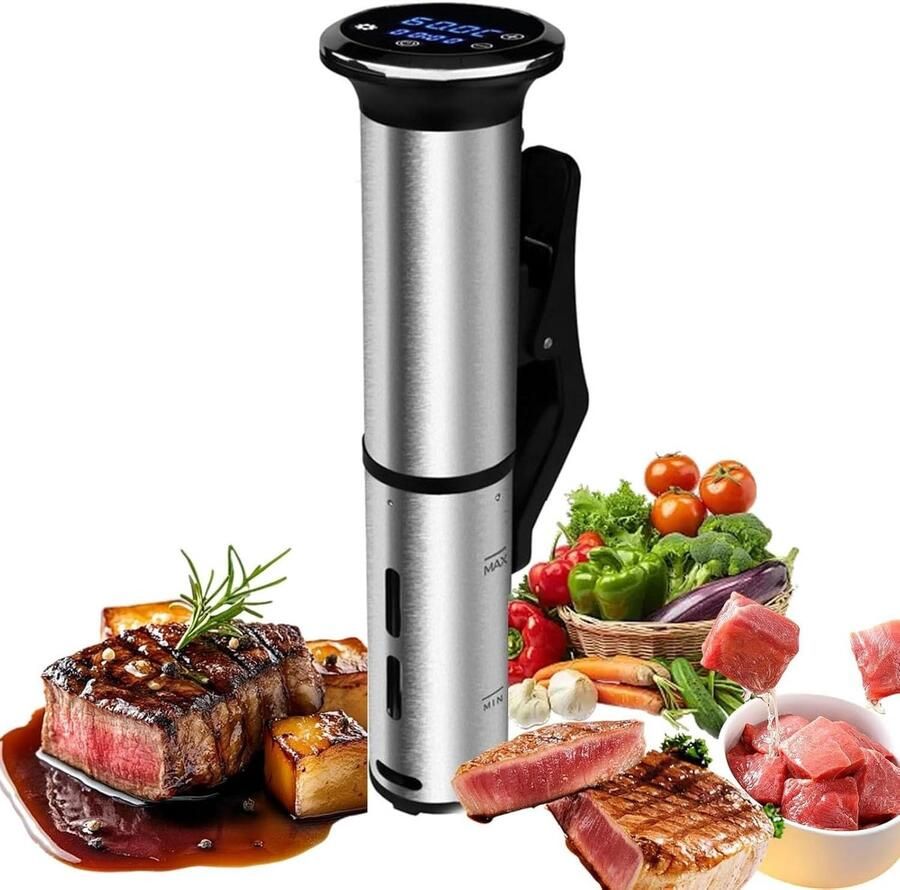 Sous Vide Kookapparaat Slowcooker Temperatuur Precisie Koken 360° Watercirculatie 1200W Zwart