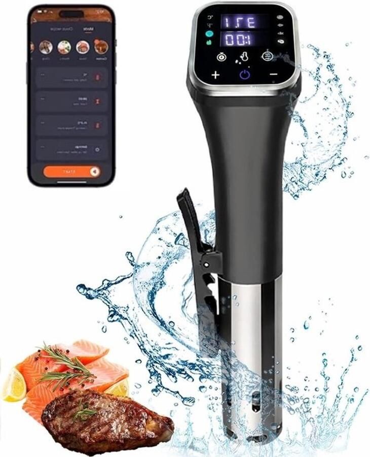 Sous Vide Kookapparaat Waterbad Koken Precisie Koken Maaltijden Bereiden App Bediening 0.1℃ Precisie 1100W Zilver - Foto 1