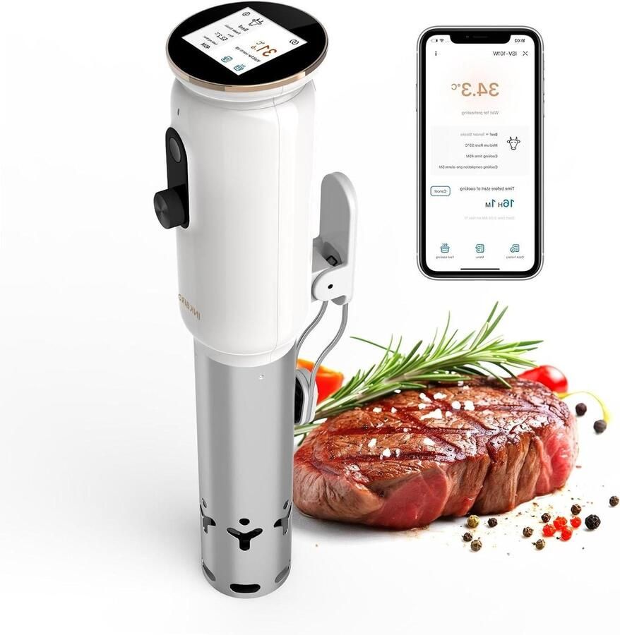 Sous Vide Kookapparaat Waterbad Koker Precisie Koken Wifi Connectiviteit 1000 Watt Wit