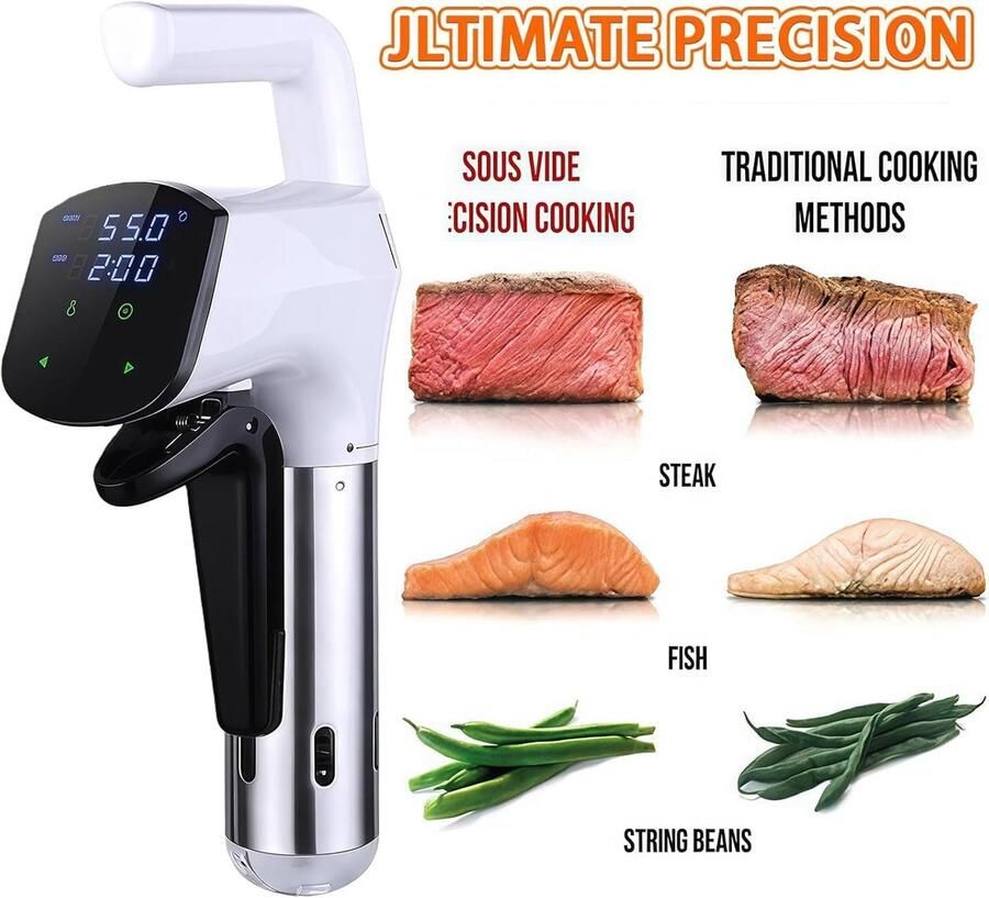 Sous-vide apparaat Precisie koker Mals koken 1800W Snel opwarmen 0-95°C Zwart