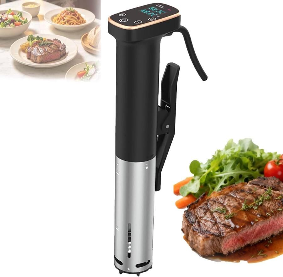 Sous Vide Machine Dompelcirculator Koken Thuis Koken App Bediening 1100 Watt Zwart