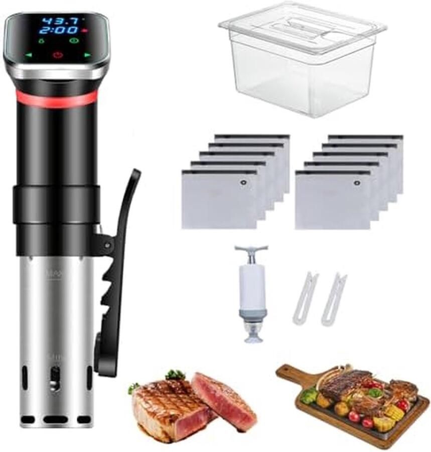 Sous Vide Machine Precisie Kookapparaat Maaltijden Bereiden Uniforme Warmtecirculatie 1100W Vermogen Zwart