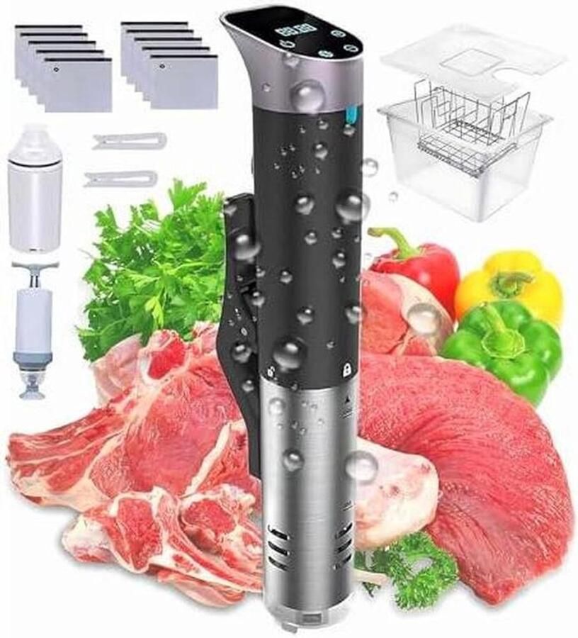 Sous-vide apparaat Precisie koker Perfect garen 1200W circulatie 12 liter tank Zwart