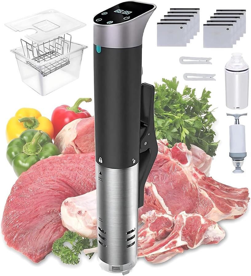 Sous Vide Machine Precisie Kooktoestel Gelijkmatig Koken Behoud Voedingsstoffen 38cm Hoog Zwart