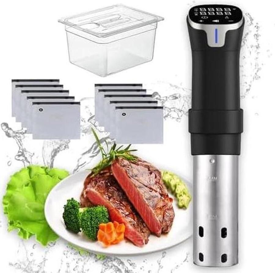 Sous vide machine Waterbad koken Precisie koken Wifi temperatuurregeling 1100W vermogen Zwart