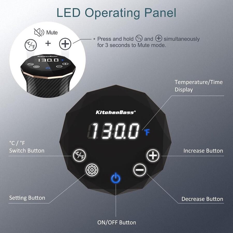 Sous Vide Stick G300T: Precisiekoker met 3D-circulatie IPX7 waterdicht LED-touchdisplay timer & temperatuurinstelling
