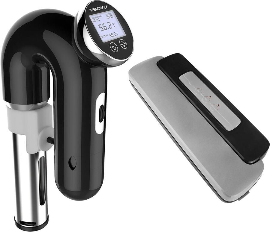 Sous vide stick Vacuümgaren apparaat Koken op lage temperatuur Digitale temperatuurregeling 20 Liter capaciteit Zwart zilver