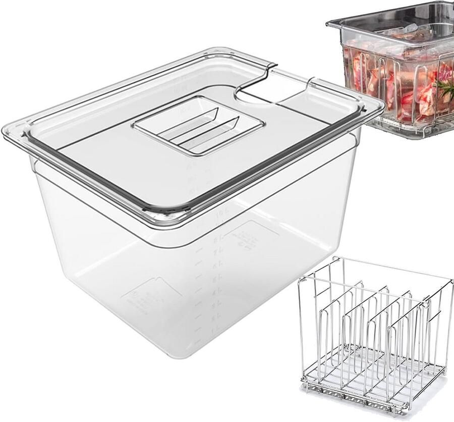 Sous Vide Waterbad Container 11L met Deksel en Rack BPA-vrij en Temperatuurbestendig