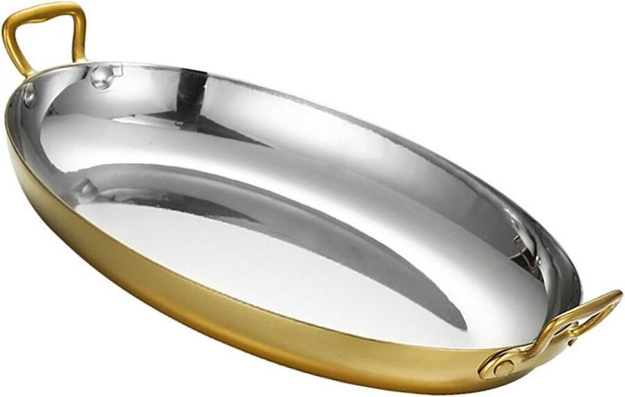 Spaanse Paella Pan Paellera Koekenpan Zeevruchten Koken Roestvrij Staal 30 Cm Goud