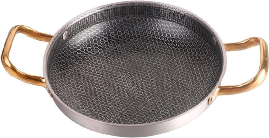 Spaanse paellapan Honingraat pan Gerechten bereiden Dubbele handgrepen 26 cm Zilverkleurig
