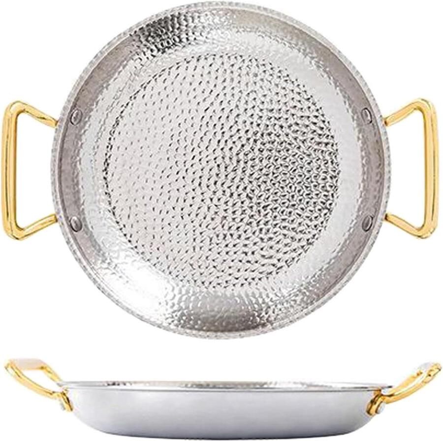 Spaanse Paellapan Kookgerei Authentiek Koken Handgehamerd Ontwerp 10 Maten Zilver