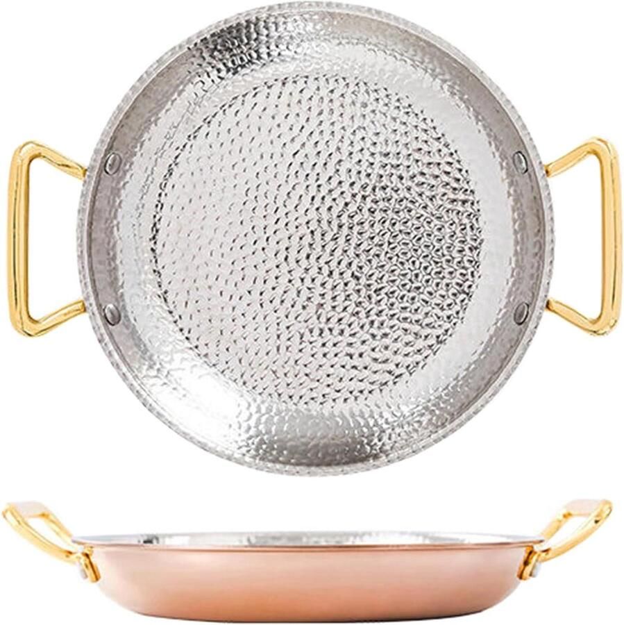 Spaanse Paellapan Kookgerei Zeevruchten Authentiek Koken Handgehamerd Ontwerp 10 Maten Rosé Goud