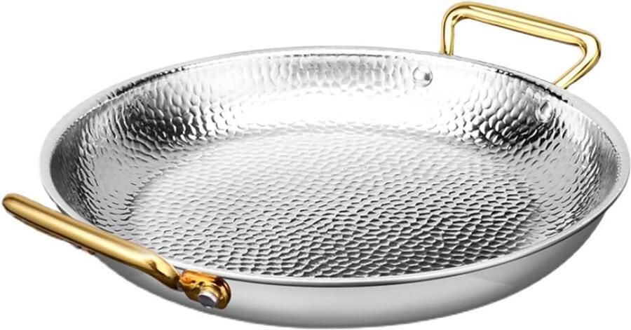 Paella Pan Paellera Kookpan Spaanse Gerechten Maken Handgehamerd Roestvrij Staal 28 cm Zilver