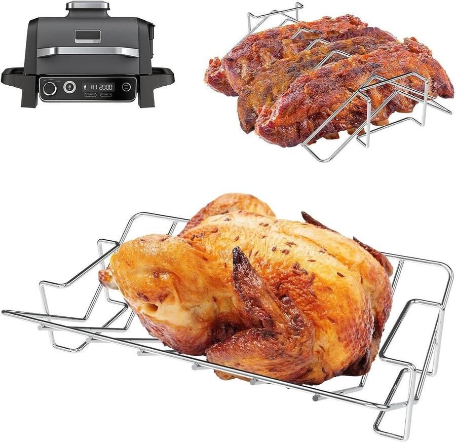 Spareribs Houder grill voor Ninja Woodfire OG850EU OG901EU V-vorm rooster kippenstandaard compatibel met Ninja Woodfire Pro XL en de meeste rookoven grill voor Ninja Woodfire XL accessoires