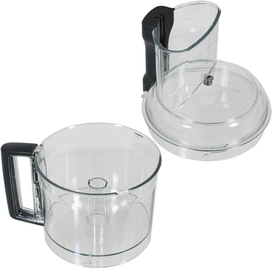 SPARES2GO Mixerkom + dekselhoes compatibel met Magimix CS5200XL keukenmachine (transparant met zwart handvat)