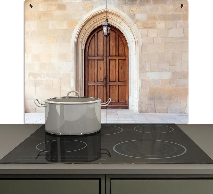 Spatbeschermer Keuken Achterwand Beschermer Koken en Reinigen 2-in-1 Functie 52x81 cm Houtdecor