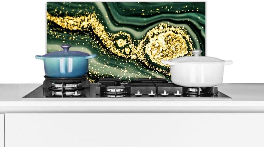 Spatbeschermer Keuken Achterwand Keuken Koken Beschermen Luxe Marmer Look 60x30 cm Groen Goud