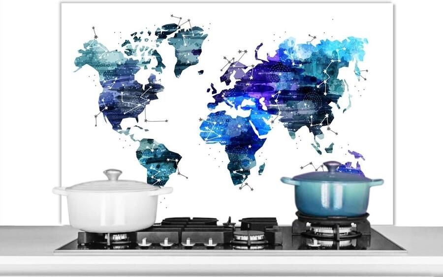 Spatbeschermer Keuken Achterwand Plaat Koken Beschermen Scherpe Fotoprint 100x65 cm Blauw