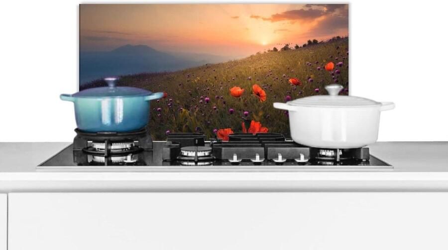 Spatbeschermer Keuken Keukenscherm Spatbord Koken en Bakken Scherpe Fotoprint 60x30 cm Multicolor