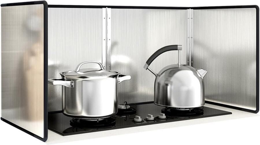 Spatbeschermer Keuken Oliescherm Koken Vierzijdig Opklapbaar 75x90x45cm RVS