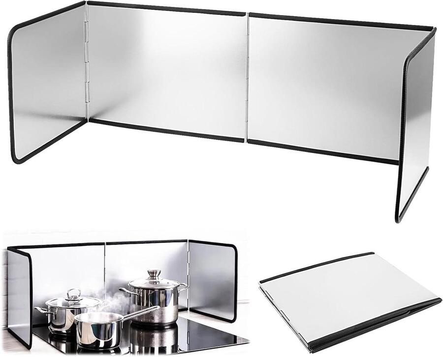 Spatbeschermer Keuken Vetvanger Gasfornuis Koken en Frituren Vouwt Eenvoudig Op 76 x 29 x 30 cm