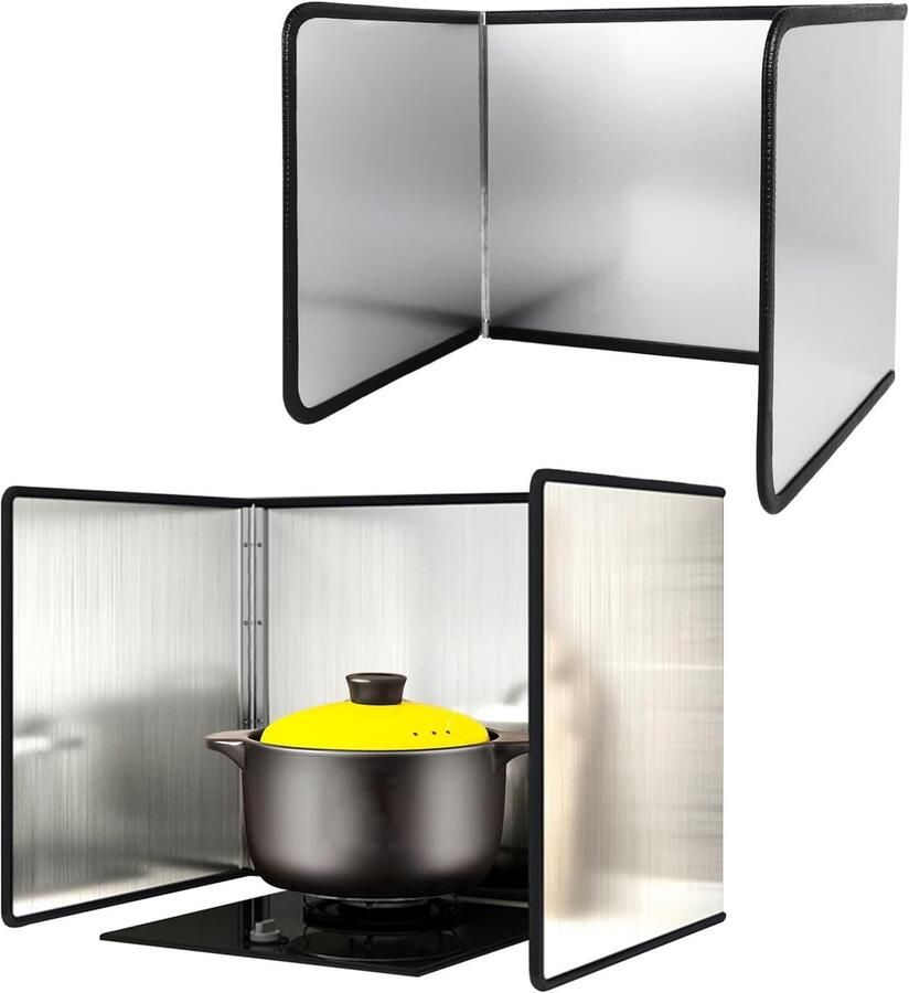 Spatbeschermer Keuken Vetvanger Koken Schoonhouden 3-zijdig Opklapbaar 50x50x50cm Zilver