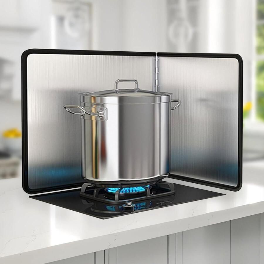 Spatbeschermer Keuken Vetvanger Koken Zonder Vlekken Opvouwbaar Ontwerp 45 x 80 x 60 cm Zwart